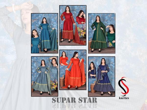 SS Superstar Fancy Rayon Kurti With Dupatta